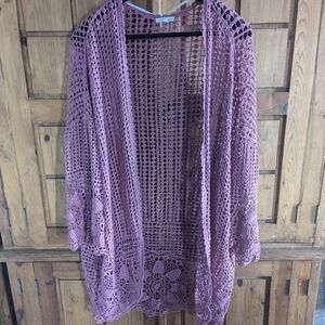 Festi 100% Cotton Crochet Cardigan Swim Cover Resort Wear Beach Vacation 3xl